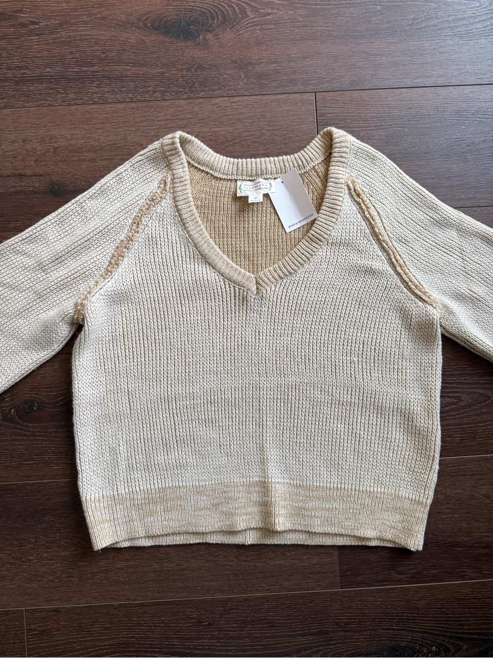 Rose & Remington loverichie V-Neck Lightweight Sweater in Cream